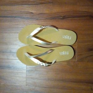 Flojos Gold Flip Flops Size - 9